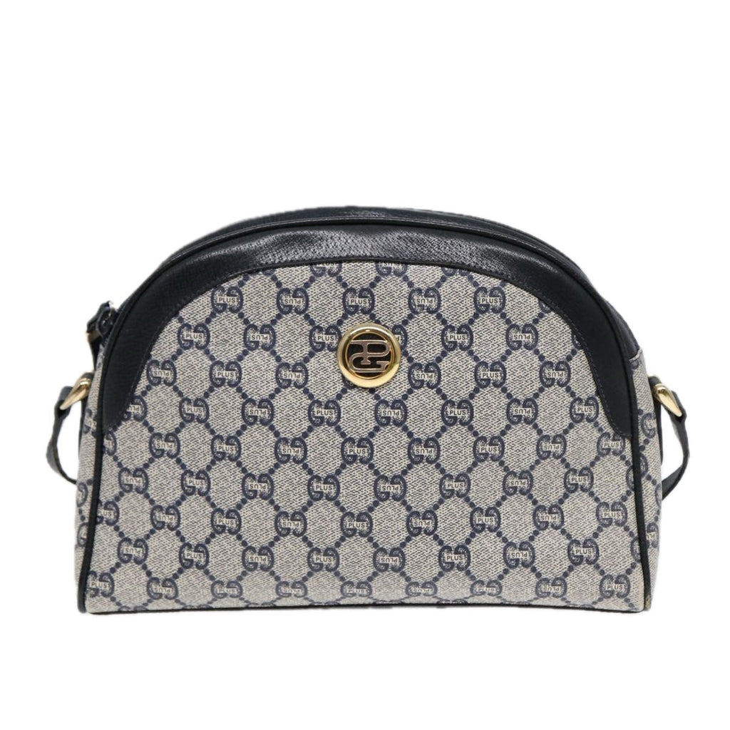 GUCCI GG Plus Supreme Shoulder Bag PVC Leather Navy Gold 88578