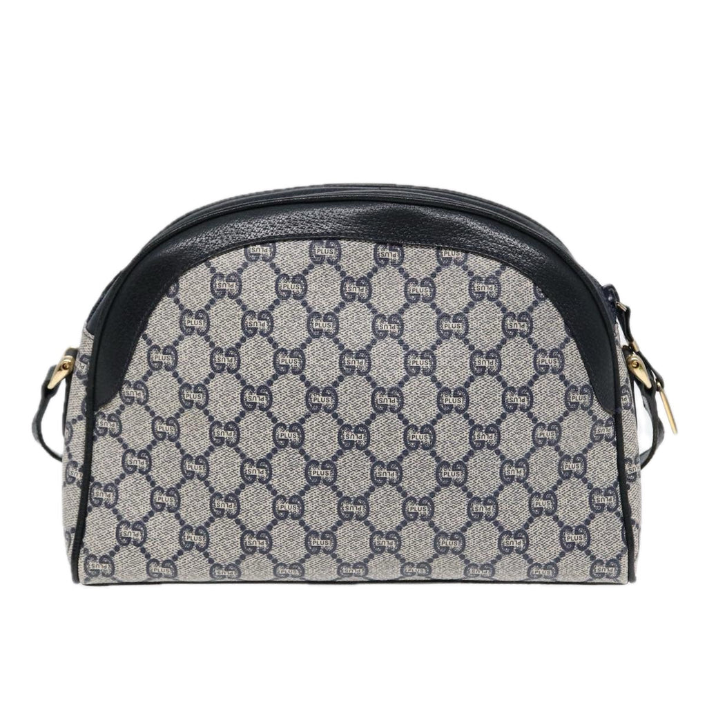 GUCCI GG Plus Supreme Shoulder Bag PVC Leather Navy Gold 88578