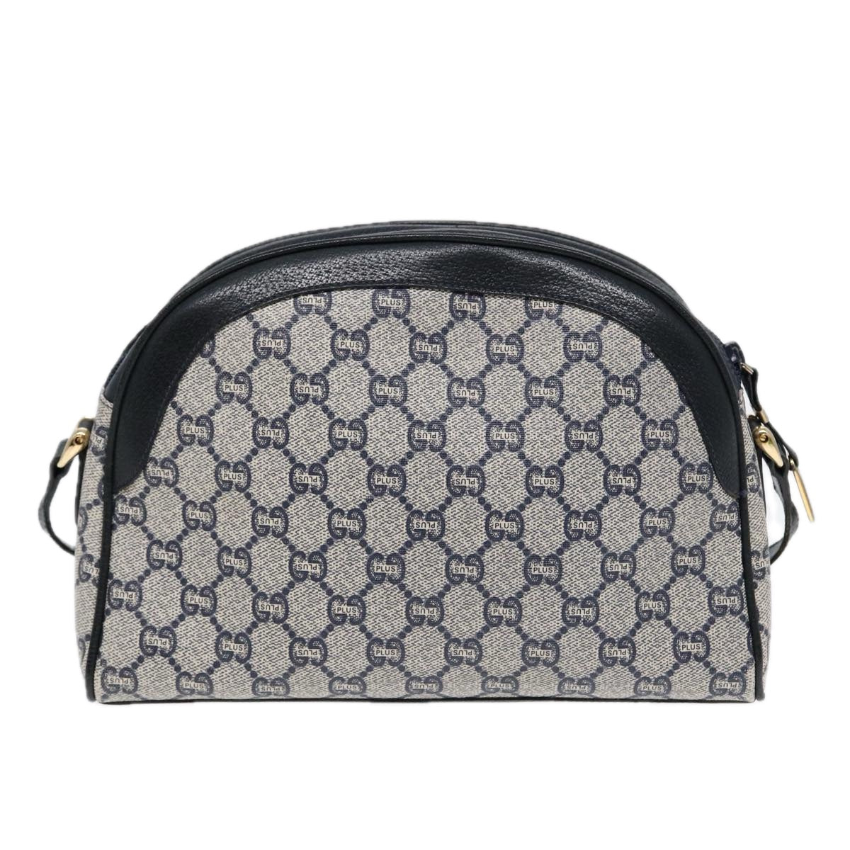 GUCCI GG Plus Supreme Shoulder Bag PVC Leather Navy Gold 88578