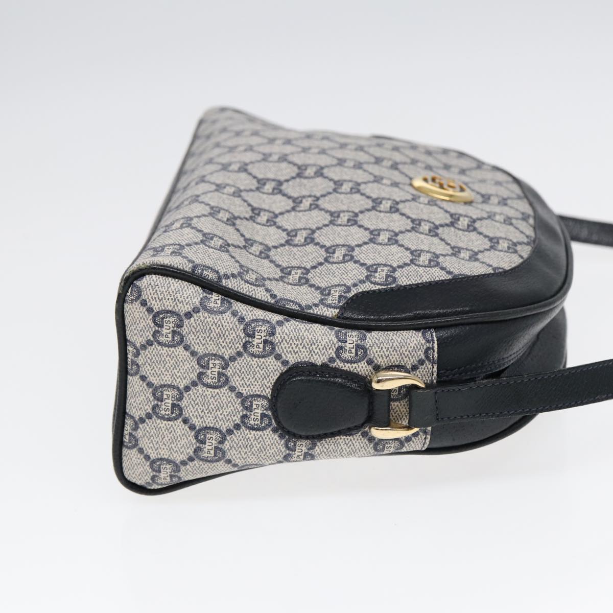 GUCCI GG Plus Supreme Shoulder Bag PVC Leather Navy Gold 88578