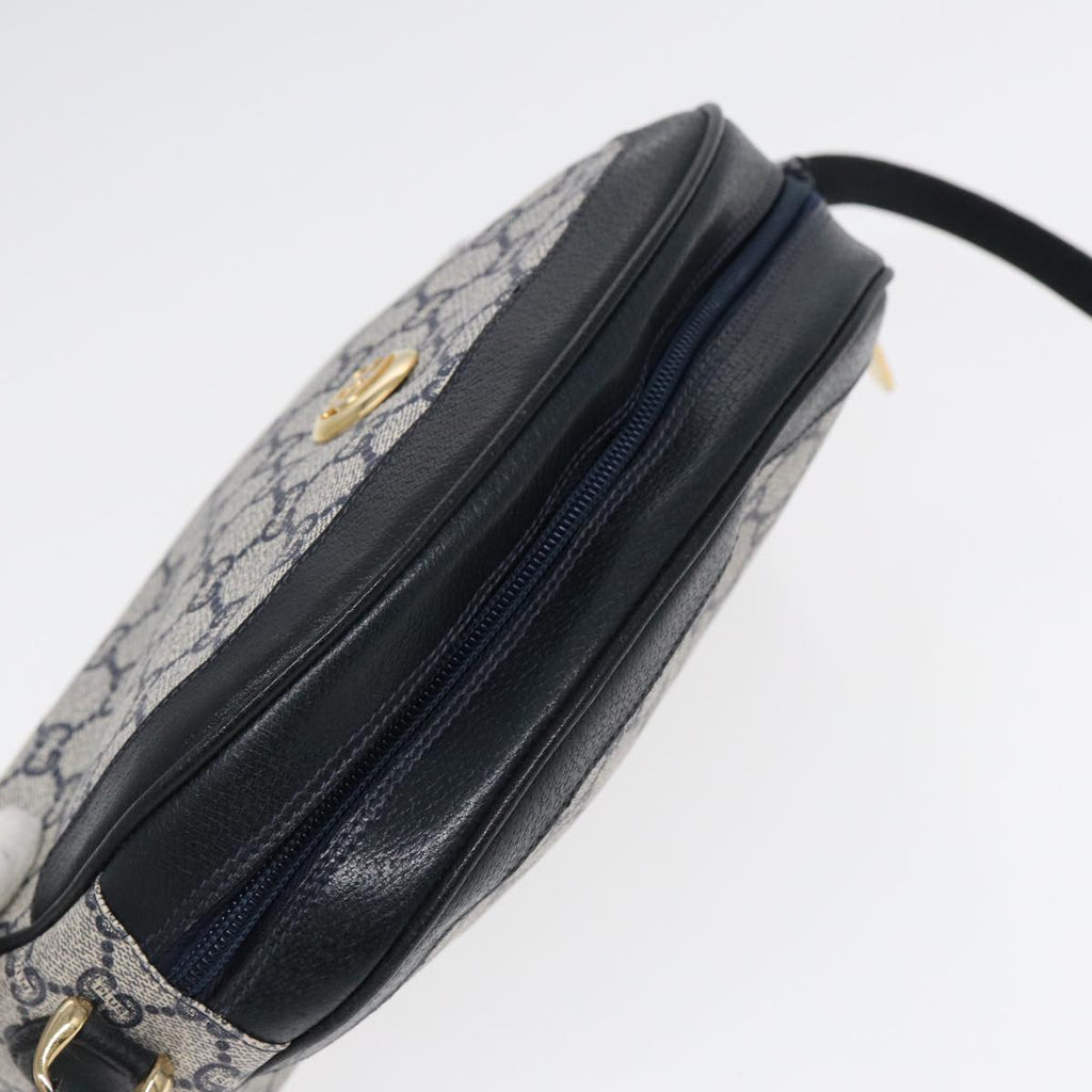 GUCCI GG Plus Supreme Shoulder Bag PVC Leather Navy Gold 88578