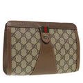 GUCCI GG Supreme Web Sherry Line Clutch Bag PVC Beige Red 89 01 032 88590