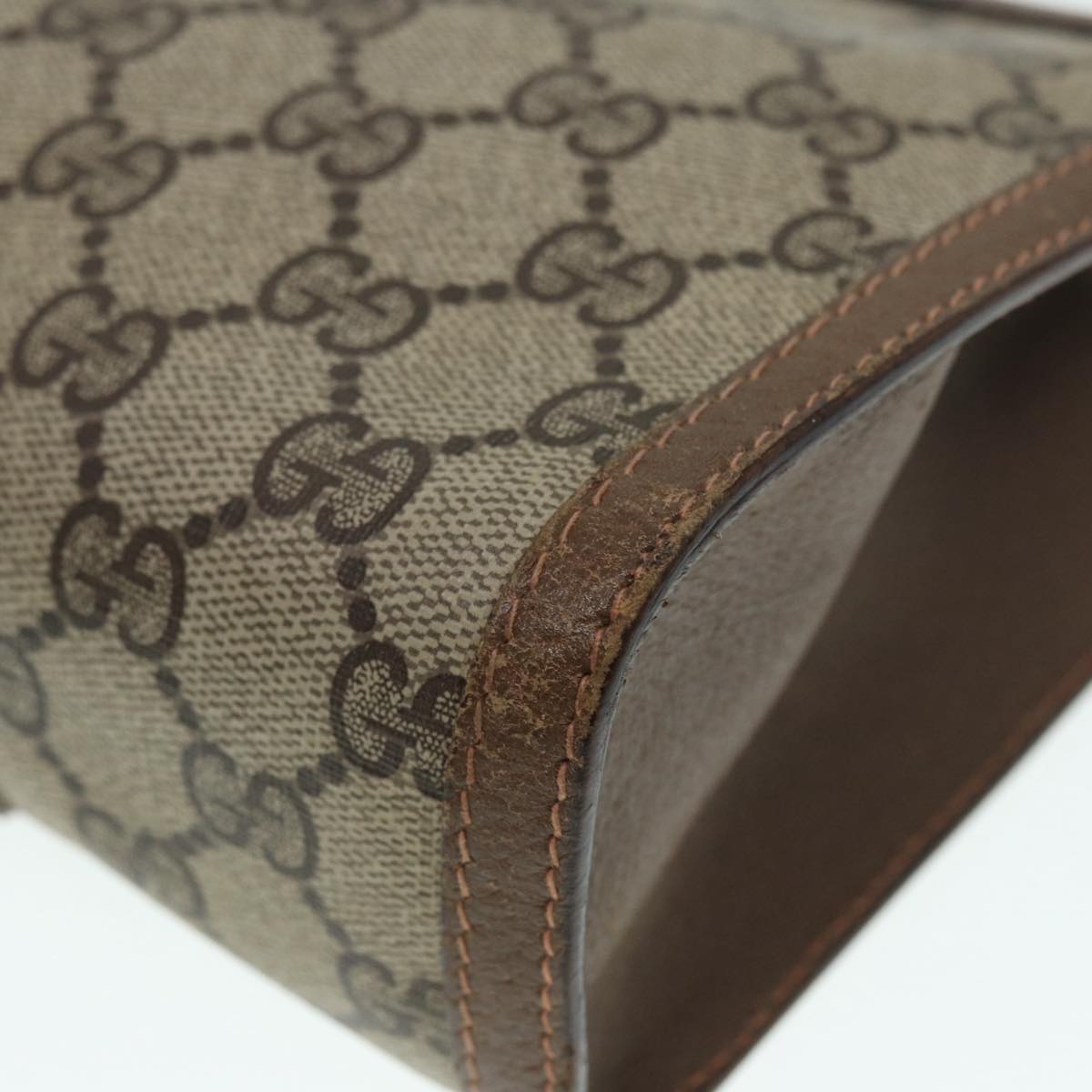 GUCCI GG Supreme Web Sherry Line Clutch Bag PVC Beige Red 89 01 032 88590