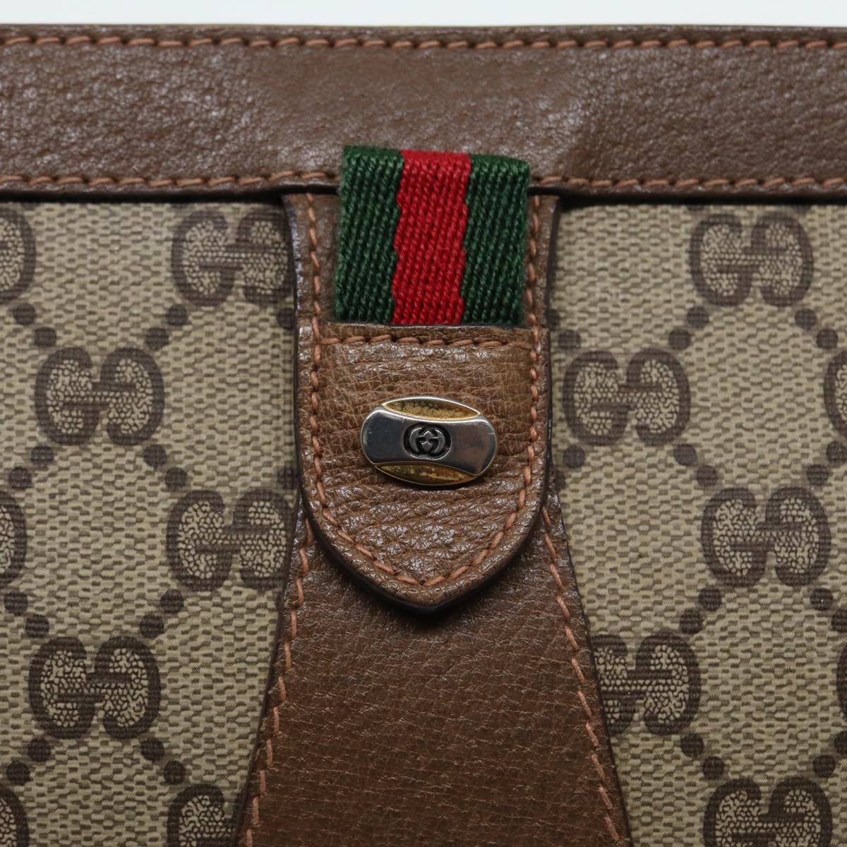 GUCCI GG Supreme Web Sherry Line Clutch Bag PVC Beige Red 89 01 032 88590