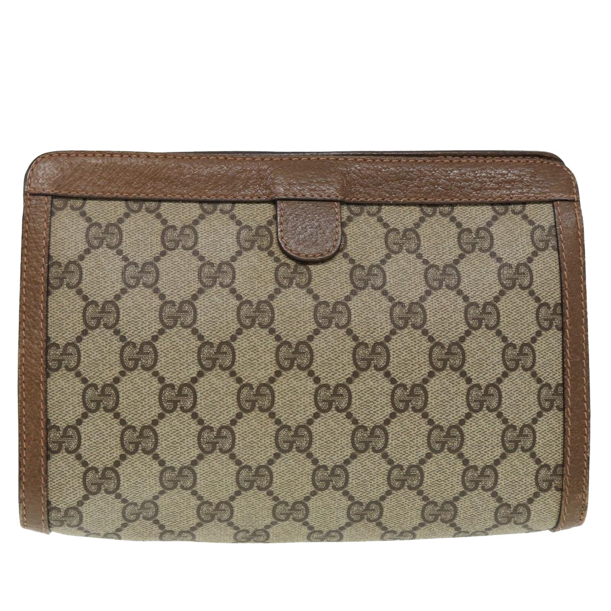 GUCCI GG Supreme Web Sherry Line Clutch Bag PVC Beige Red 89 01 032 88590