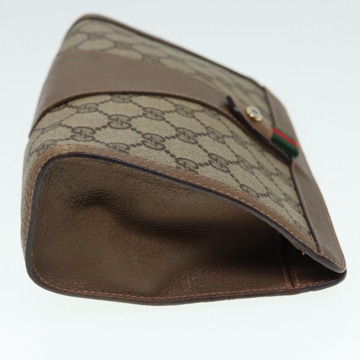 GUCCI GG Supreme Web Sherry Line Clutch Bag PVC Beige Red 89 01 032 88590