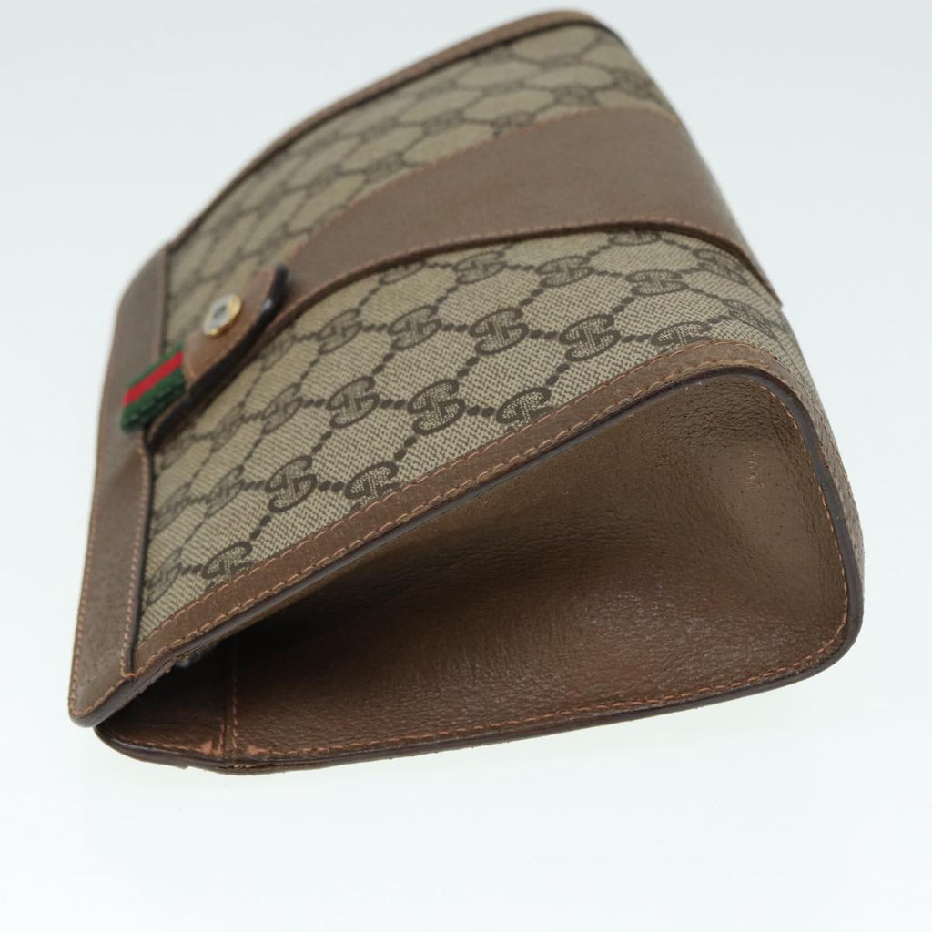 GUCCI GG Supreme Web Sherry Line Clutch Bag PVC Beige Red 89 01 032 88590