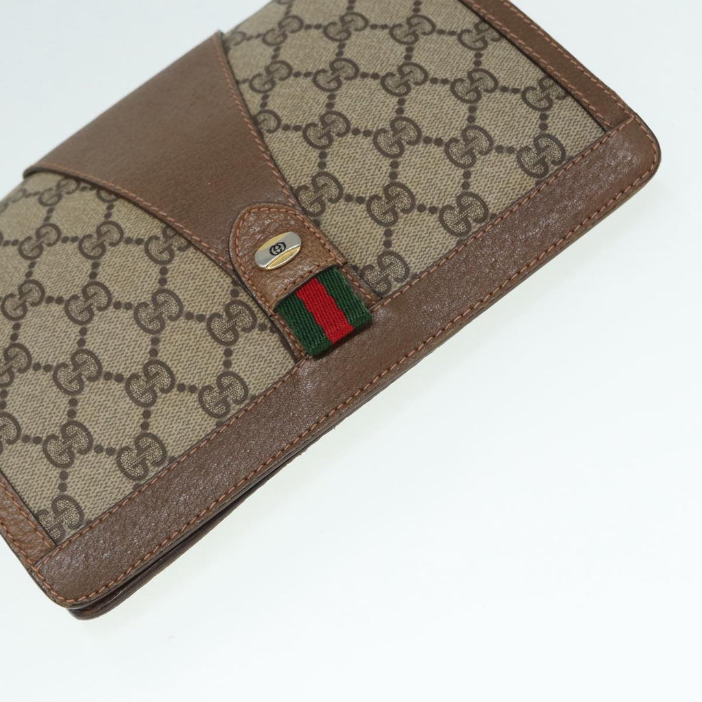 GUCCI GG Supreme Web Sherry Line Clutch Bag PVC Beige Red 89 01 032 88590