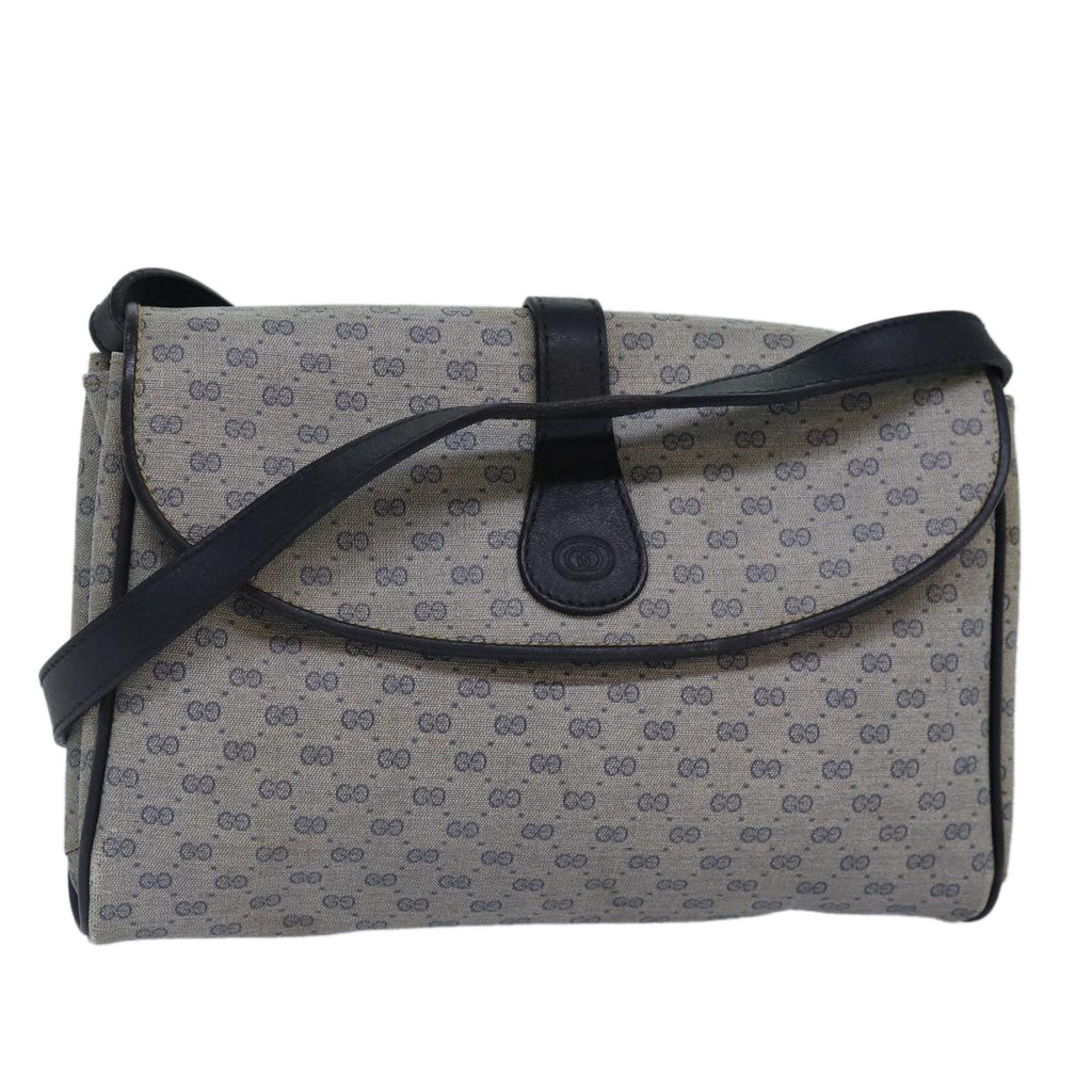 GUCCI Micro GG Supreme Shoulder Bag PVC Navy Gold 88596