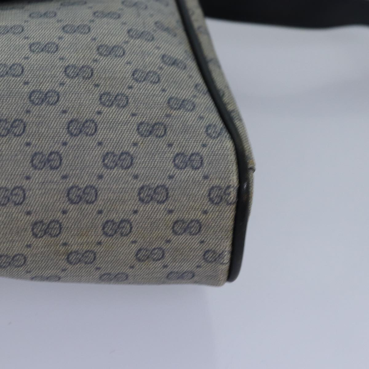 GUCCI Micro GG Supreme Shoulder Bag PVC Navy Gold 88596