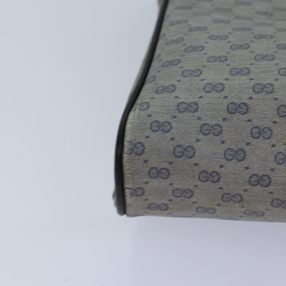GUCCI Micro GG Supreme Shoulder Bag PVC Navy Gold 88596
