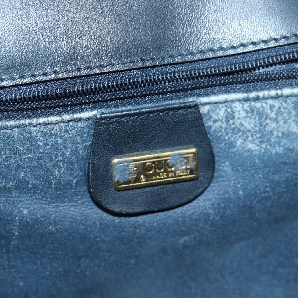 GUCCI Micro GG Supreme Shoulder Bag PVC Navy Gold 88596