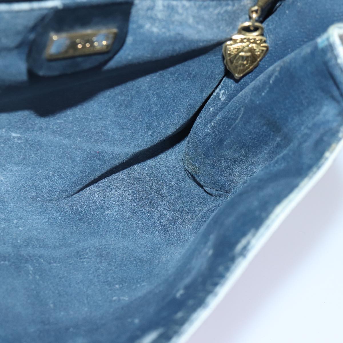 GUCCI Micro GG Supreme Shoulder Bag PVC Navy Gold 88596