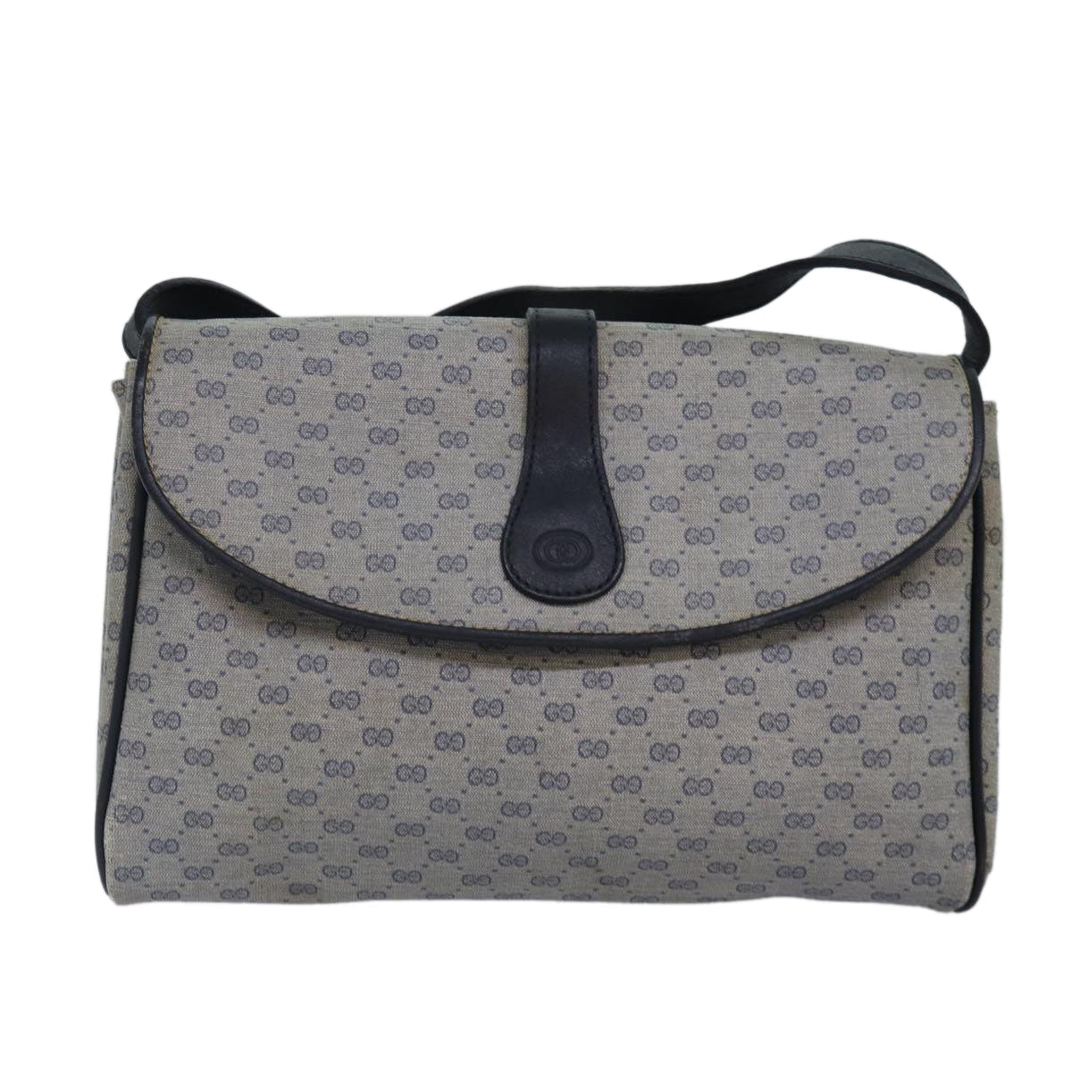 GUCCI Micro GG Supreme Shoulder Bag PVC Navy Gold 88596