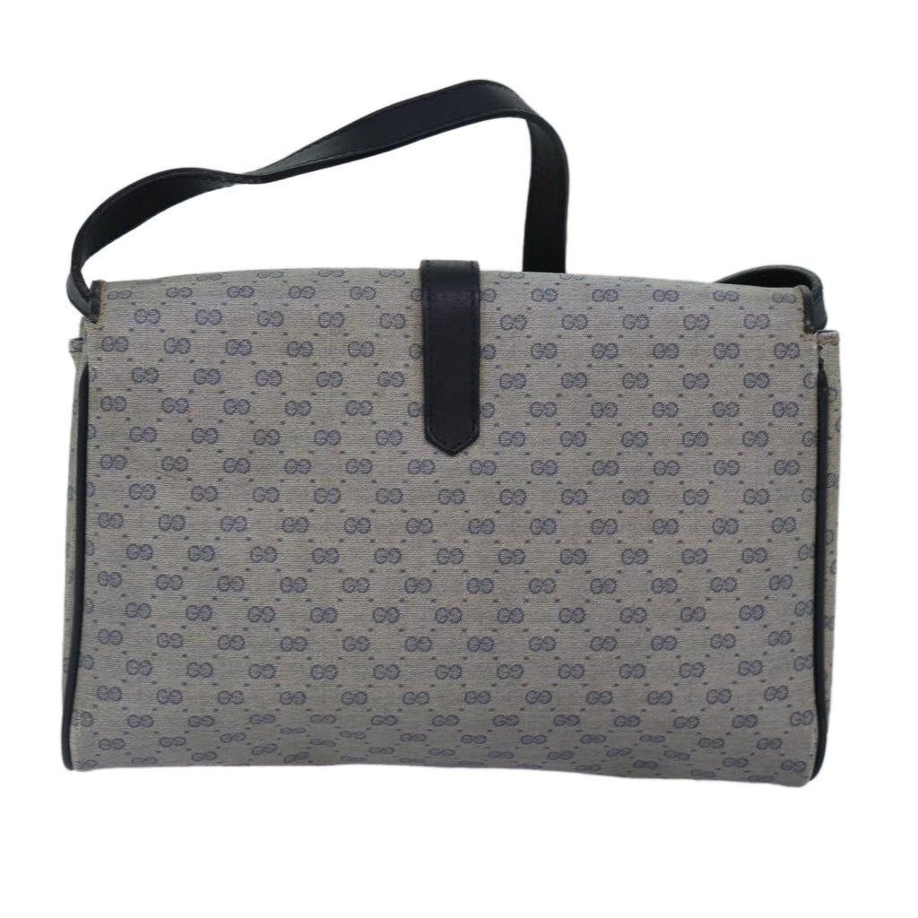 GUCCI Micro GG Supreme Shoulder Bag PVC Navy Gold 88596