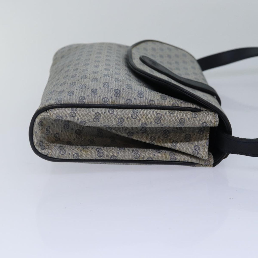 GUCCI Micro GG Supreme Shoulder Bag PVC Navy Gold 88596