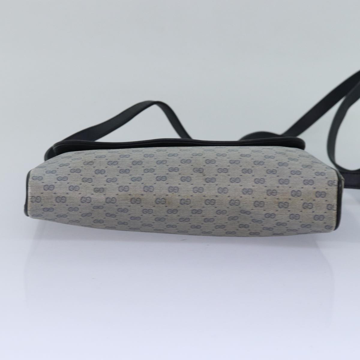 GUCCI Micro GG Supreme Shoulder Bag PVC Navy Gold 88596