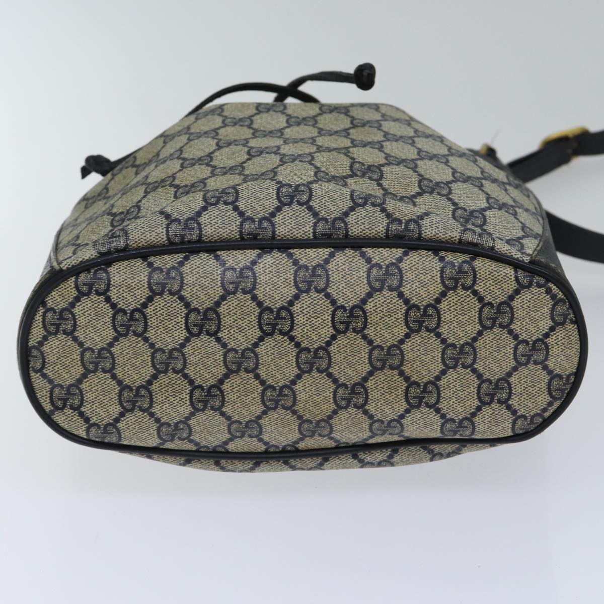 GUCCI GG Supreme Sherry Line Shoulder Bag PVC Navy Gold Red 14 02 034 88611
