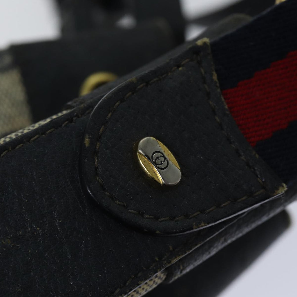 GUCCI GG Supreme Sherry Line Shoulder Bag PVC Navy Gold Red 14 02 034 88611