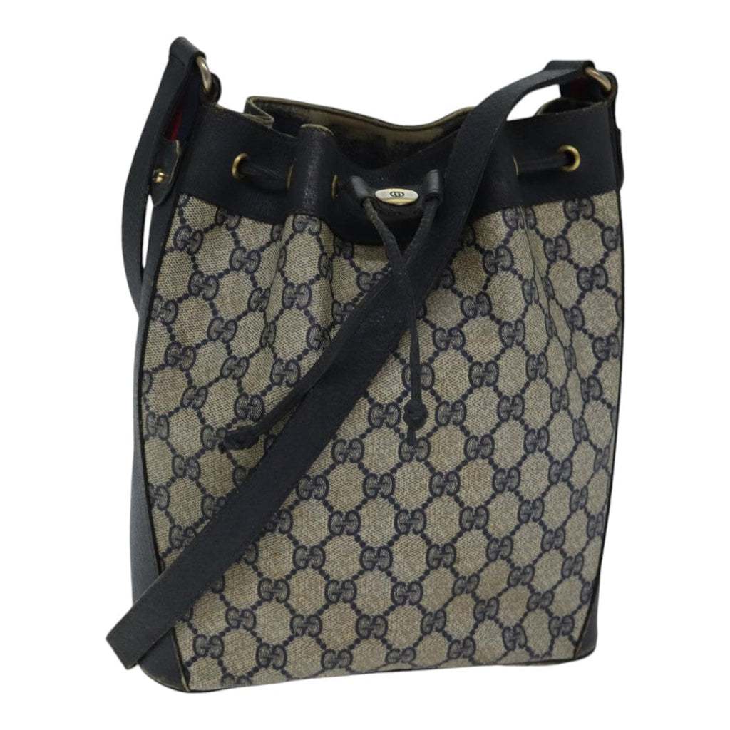 GUCCI GG Supreme Sherry Line Shoulder Bag PVC Navy Gold Red 14 02 034 88611