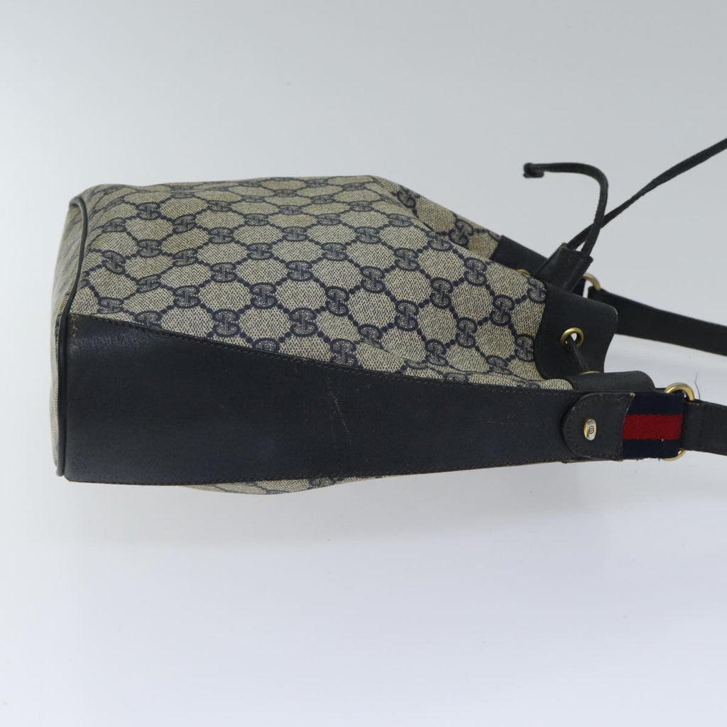 GUCCI GG Supreme Sherry Line Shoulder Bag PVC Navy Gold Red 14 02 034 88611