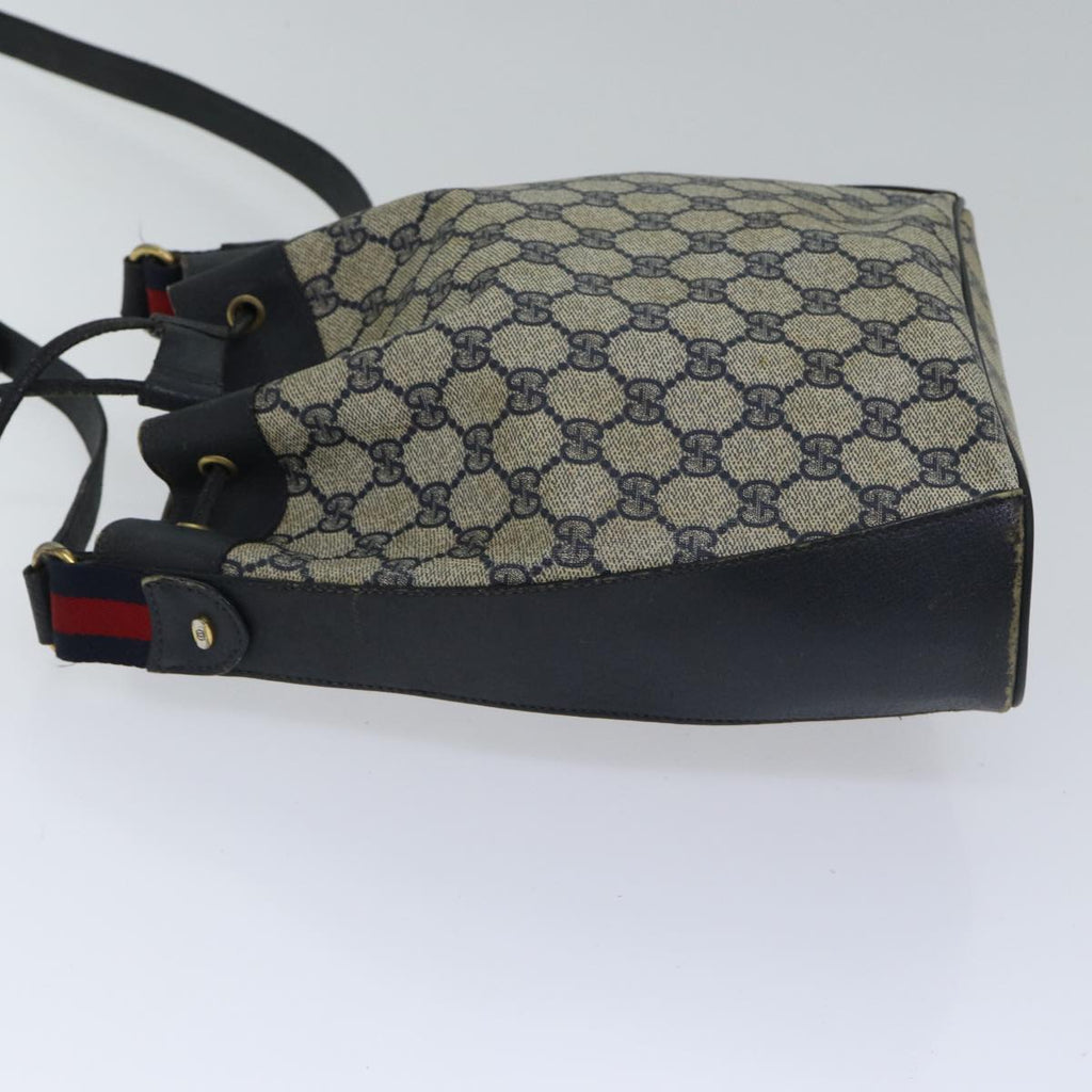 GUCCI GG Supreme Sherry Line Shoulder Bag PVC Navy Gold Red 14 02 034 88611