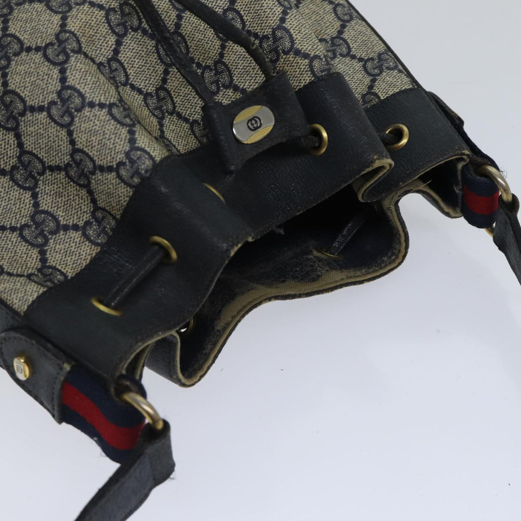 GUCCI GG Supreme Sherry Line Shoulder Bag PVC Navy Gold Red 14 02 034 88611