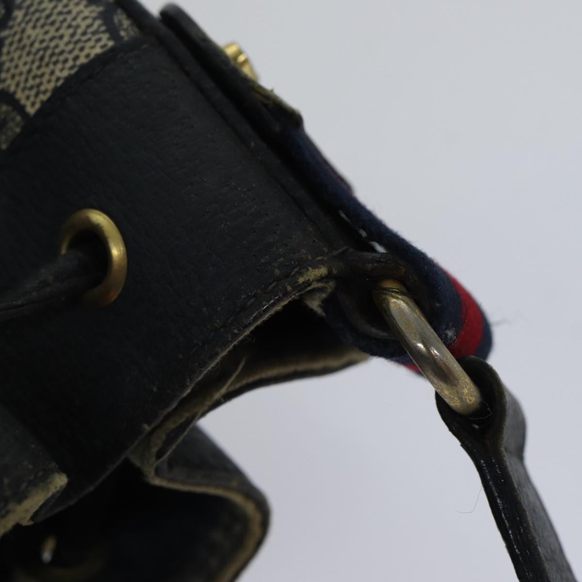 GUCCI GG Supreme Sherry Line Shoulder Bag PVC Navy Gold Red 14 02 034 88611
