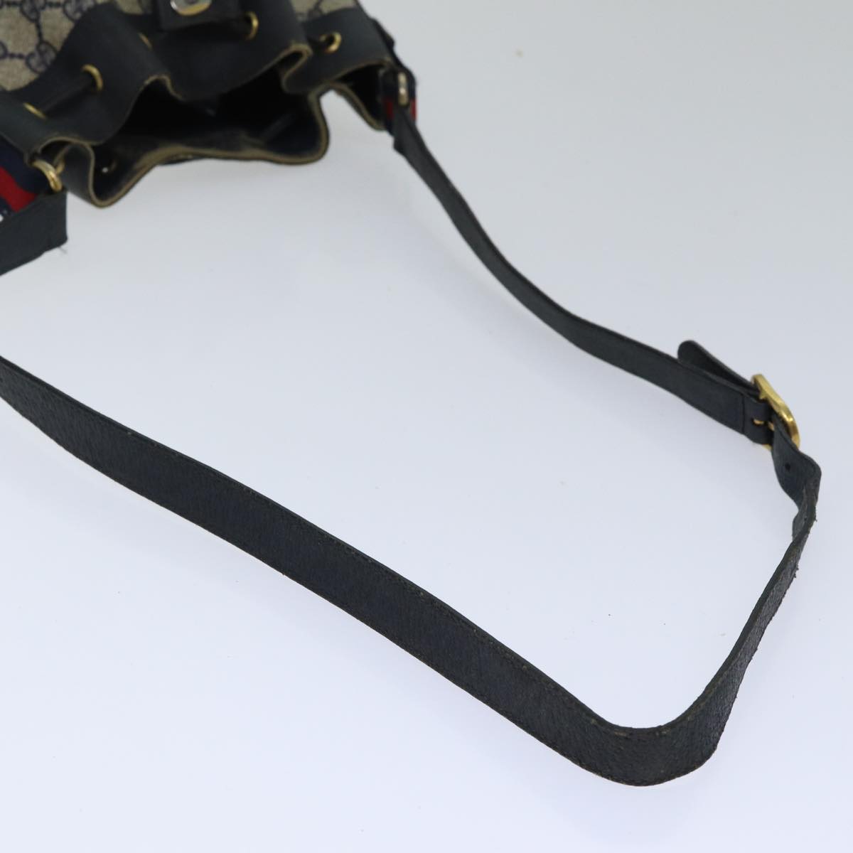 GUCCI GG Supreme Sherry Line Shoulder Bag PVC Navy Gold Red 14 02 034 88611