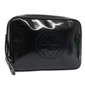 GUCCI Clutch Bag Patent leather Black Silver 88615