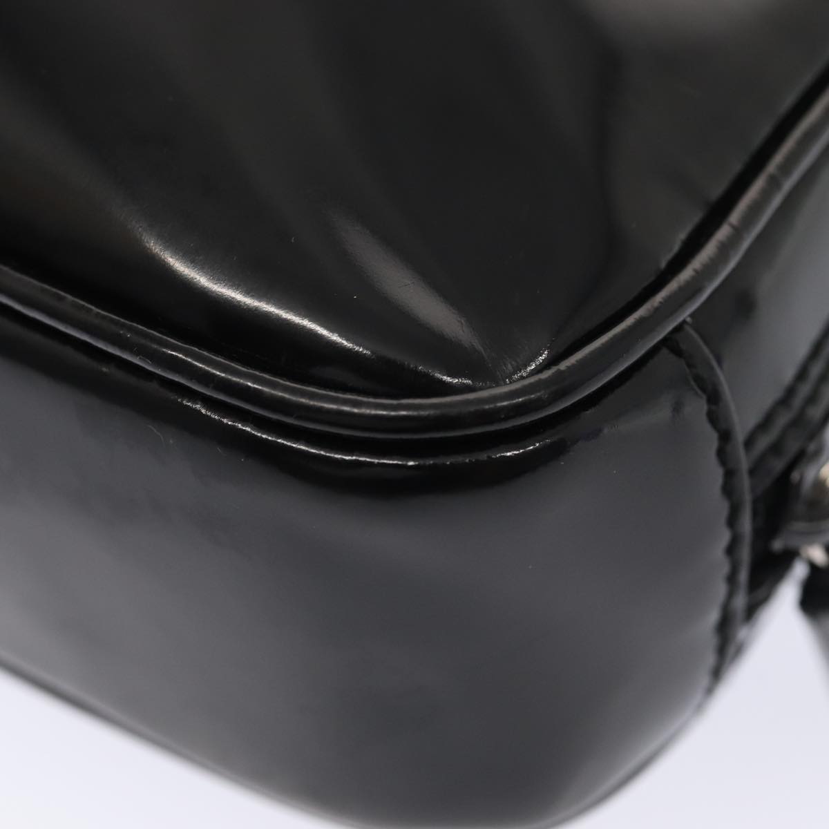 GUCCI Clutch Bag Patent leather Black Silver 88615