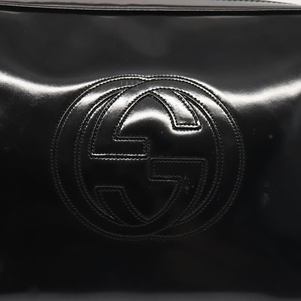 GUCCI Clutch Bag Patent leather Black Silver 88615