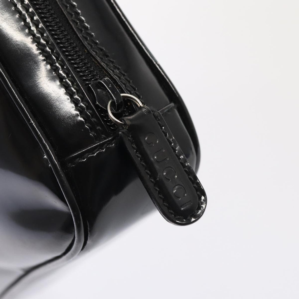 GUCCI Clutch Bag Patent leather Black Silver 88615