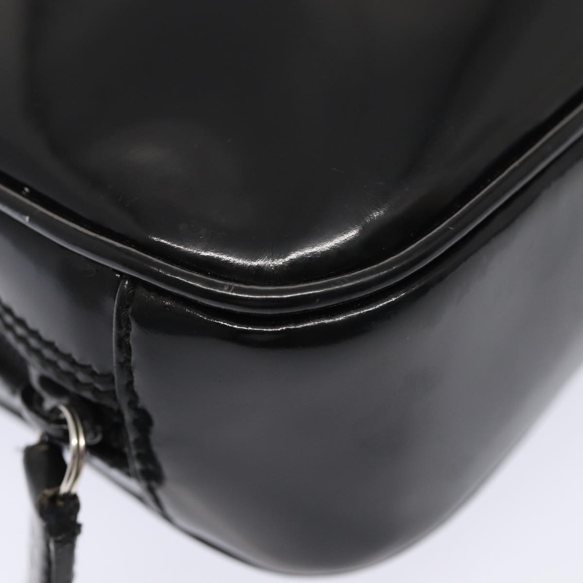 GUCCI Clutch Bag Patent leather Black Silver 88615