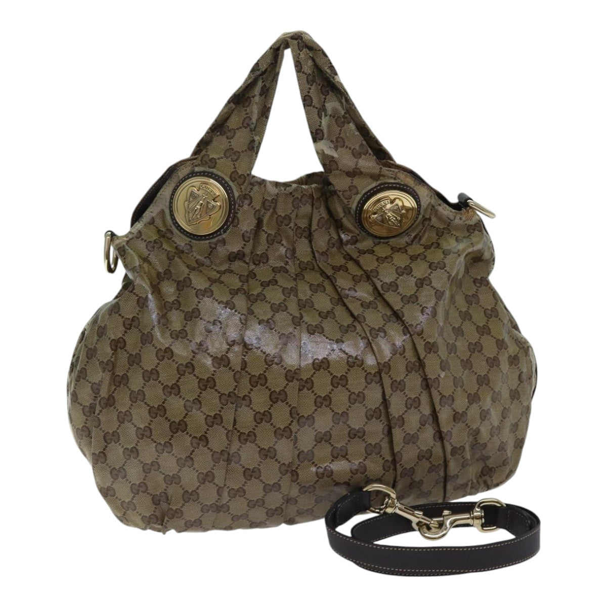 GUCCI GG Crystal Hand Bag 2way Beige Gold 197016 88624