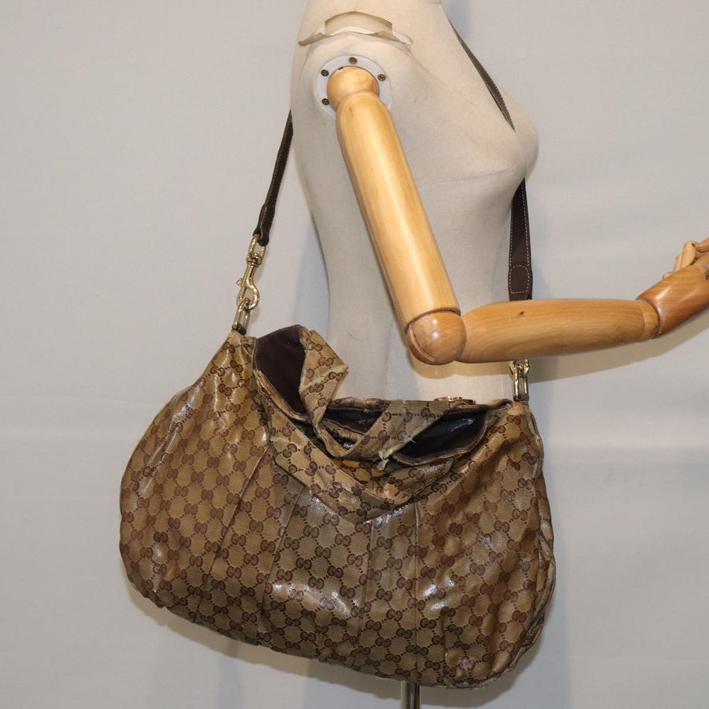 GUCCI GG Crystal Hand Bag 2way Beige Gold 197016 88624