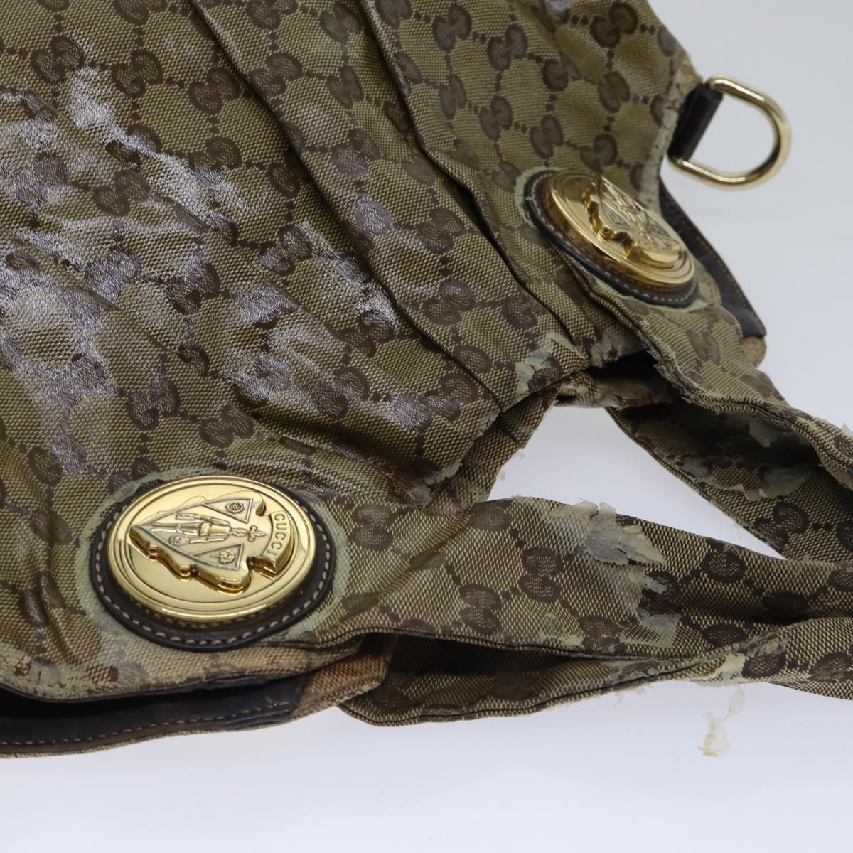 GUCCI GG Crystal Hand Bag 2way Beige Gold 197016 88624