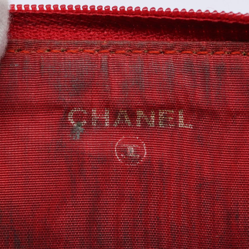 CHANEL COCO Mark Coin Purse Caviar Skin Gold Red CC 88633