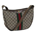 GUCCI GG Supreme Web Sherry Line Shoulder Bag PVC Leather Beige Gold 88635