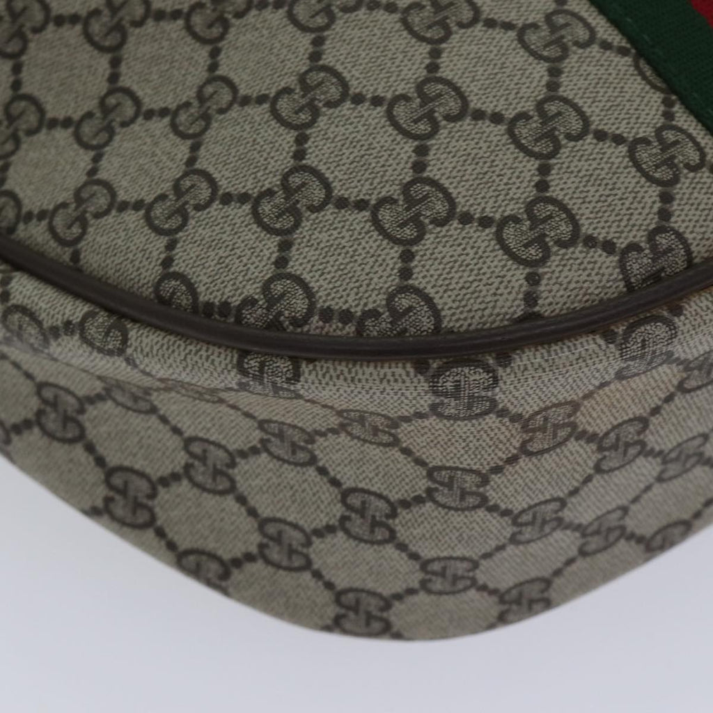 GUCCI GG Supreme Web Sherry Line Shoulder Bag PVC Leather Beige Gold 88635