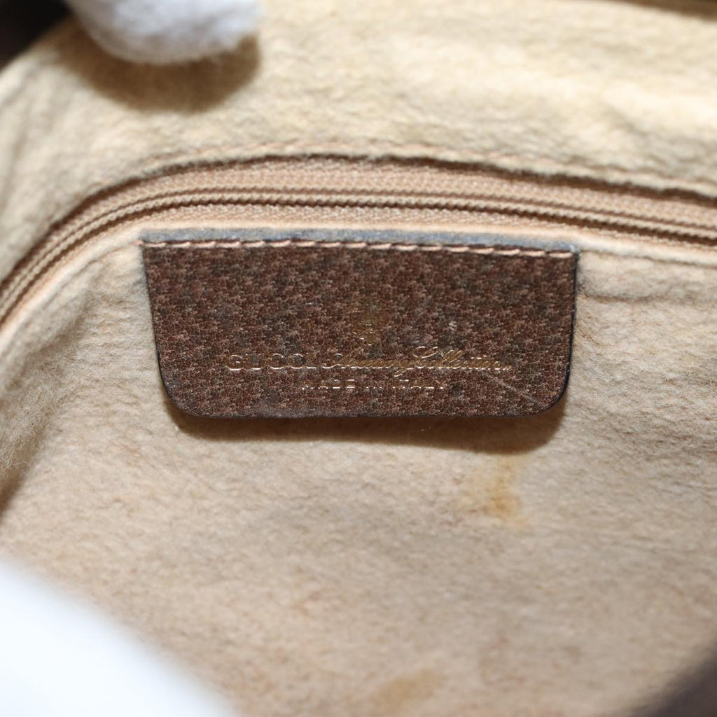 GUCCI GG Supreme Web Sherry Line Shoulder Bag PVC Leather Beige Gold 88635