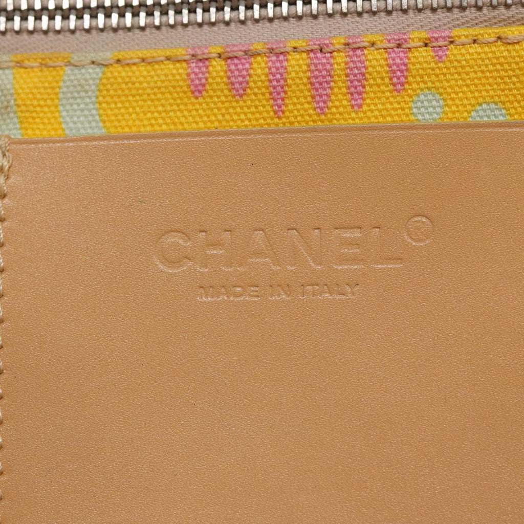 CHANEL Tote Bag Canvas Yellow Silver CC 88643