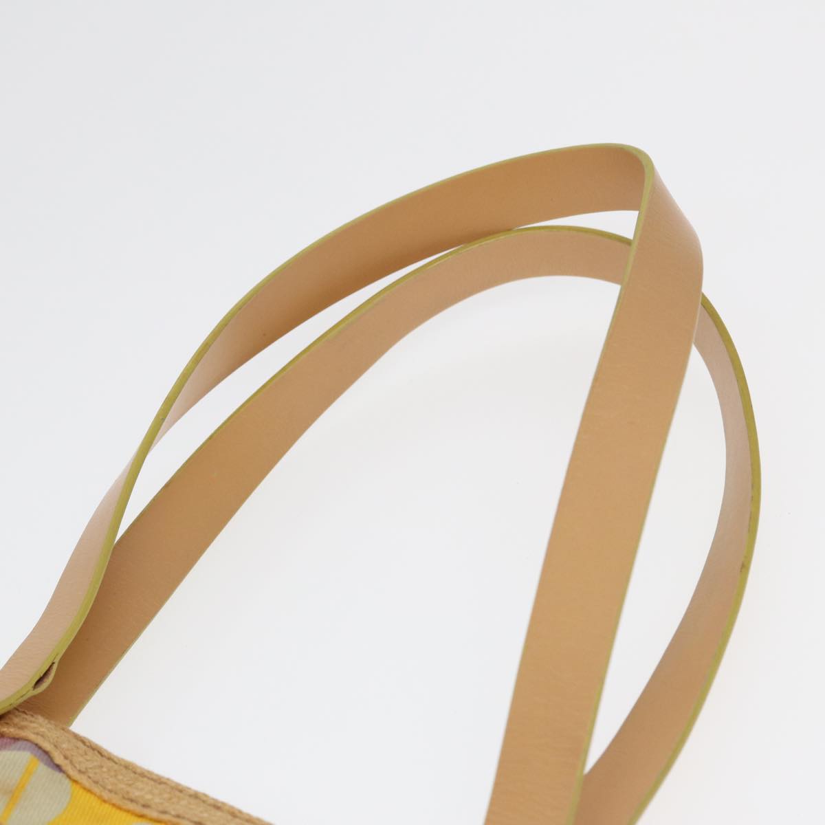 CHANEL Tote Bag Canvas Yellow Silver CC 88643