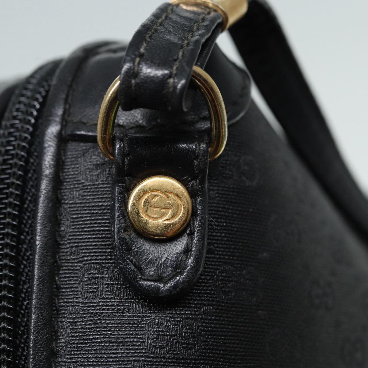 GUCCI Micro GG Canvas Shoulder Bag Black Gold 007 115 0093 88645