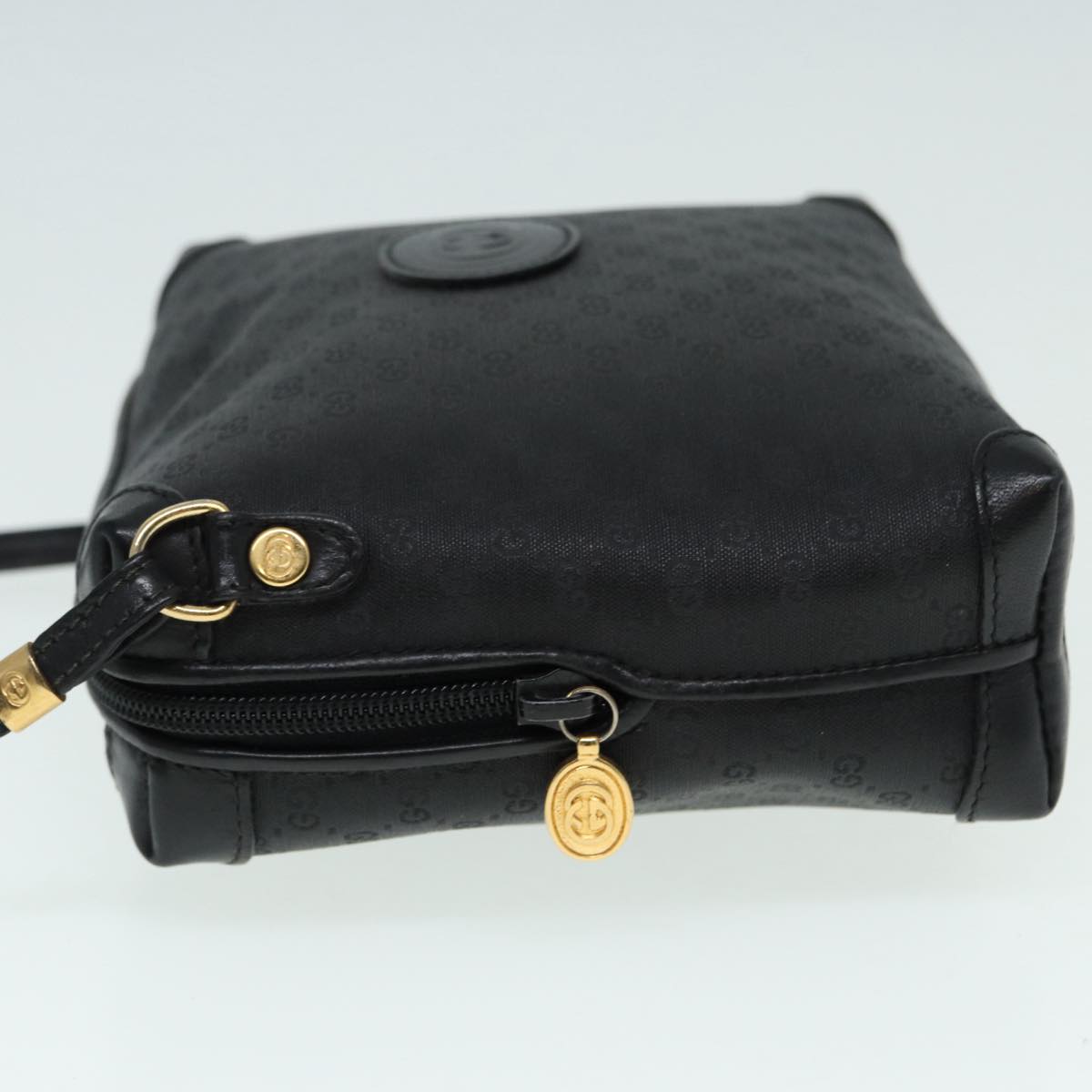 GUCCI Micro GG Canvas Shoulder Bag Black Gold 007 115 0093 88645