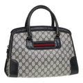 GUCCI GG Supreme Sherry Line Hand Bag PVC Leather Navy Gold 88649