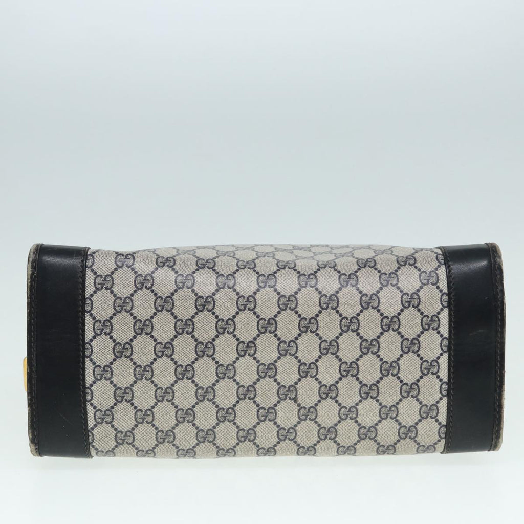 GUCCI GG Supreme Sherry Line Hand Bag PVC Leather Navy Gold 88649