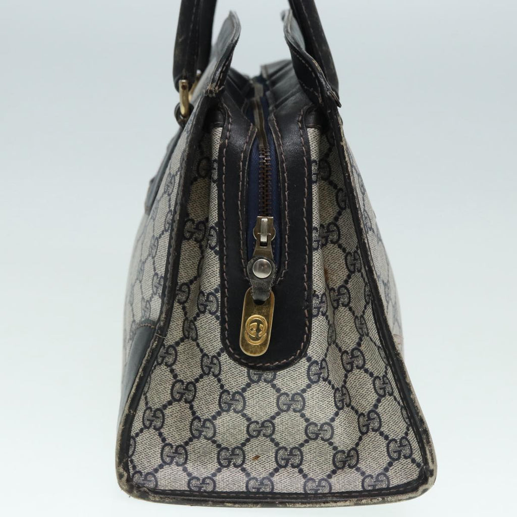 GUCCI GG Supreme Sherry Line Hand Bag PVC Leather Navy Gold 88649