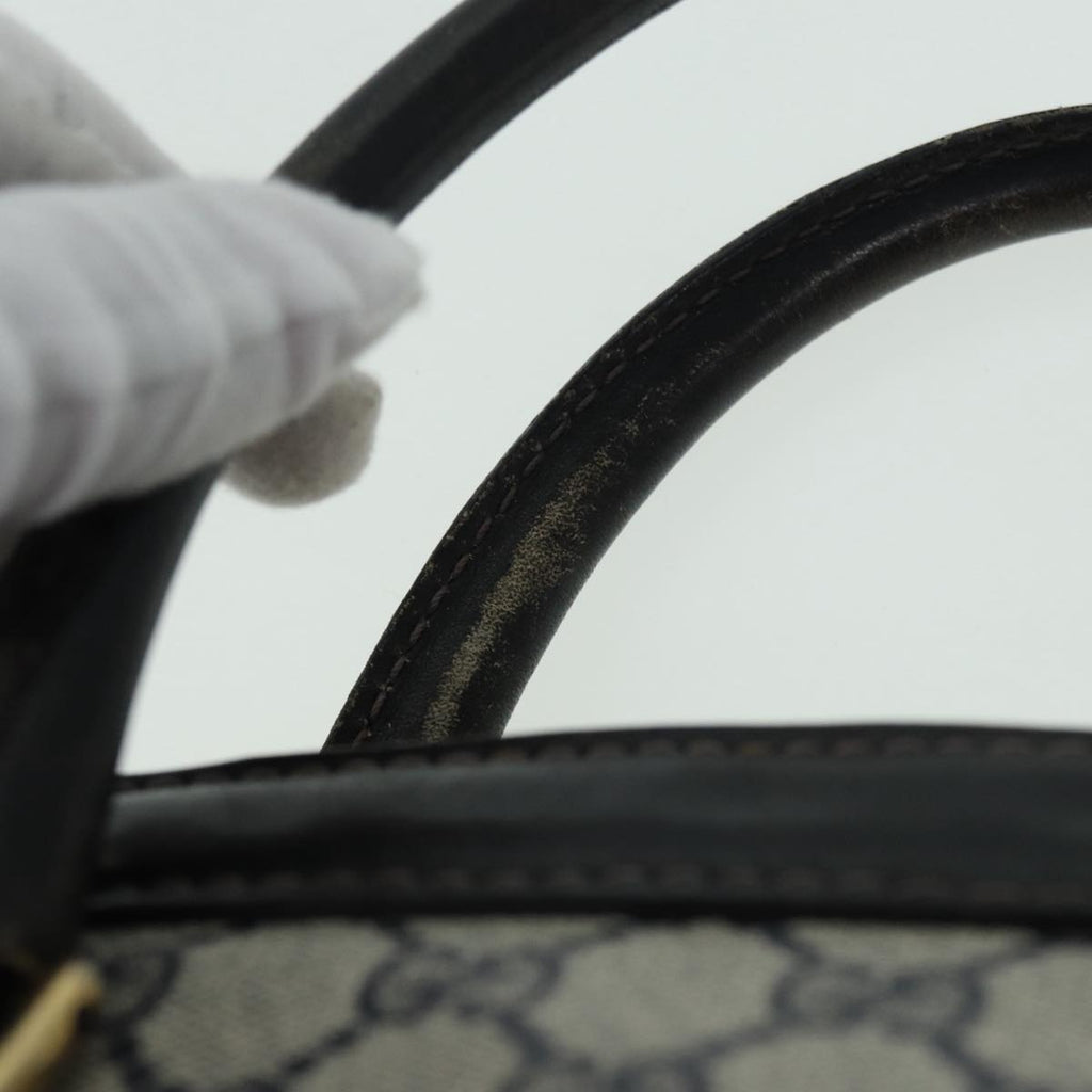 GUCCI GG Supreme Sherry Line Hand Bag PVC Leather Navy Gold 88649