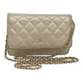 CHANEL Matelasse Chain Shoulder Bag Lamb Skin Gold Tone Gold CC 88657